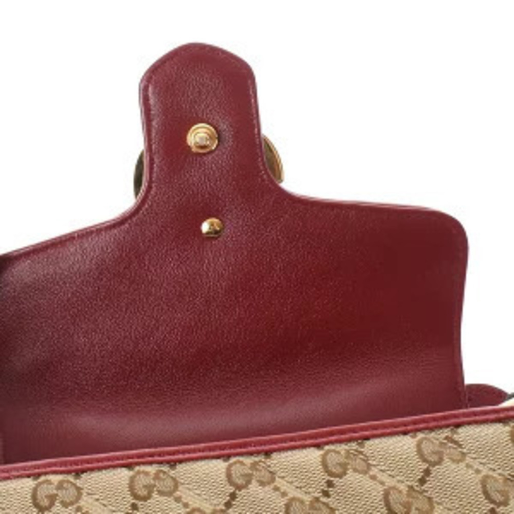 Gucci Leather Supreme Shoulder Red Bag Beige GG Top Handle Canvas Marmont Ebony - Picture 9 of 9